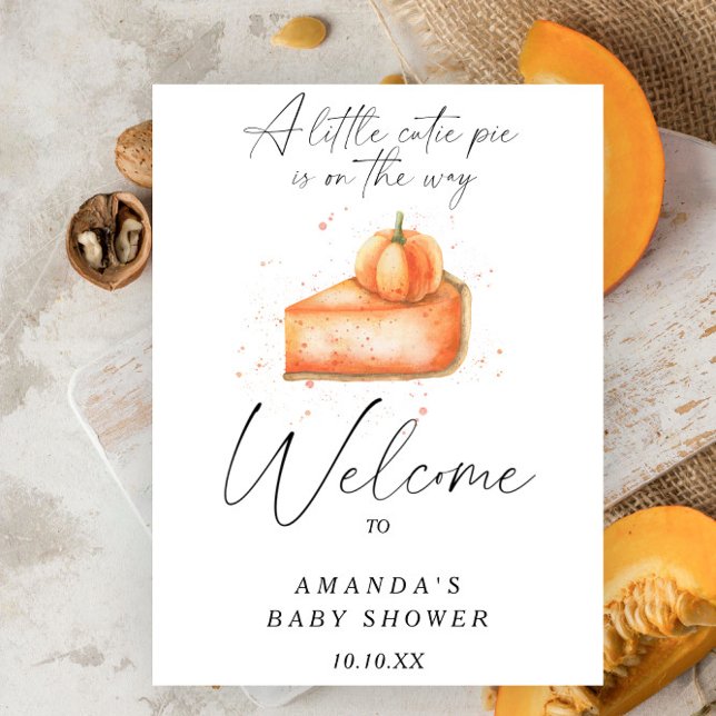 Pie pumpkin autumn welcome baby shower party poster (Creator Uploaded)