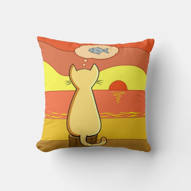 Pie’s Fishy Idea Throw Pillow (Front)