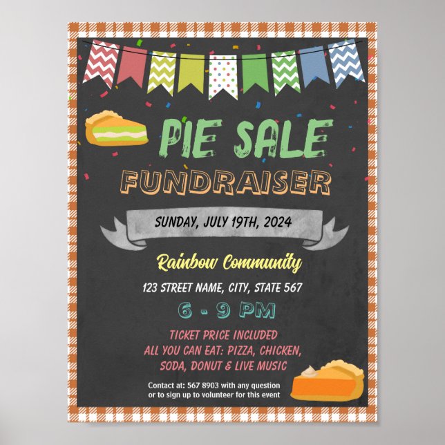 Pie sale fundraiser event template poster (Front)