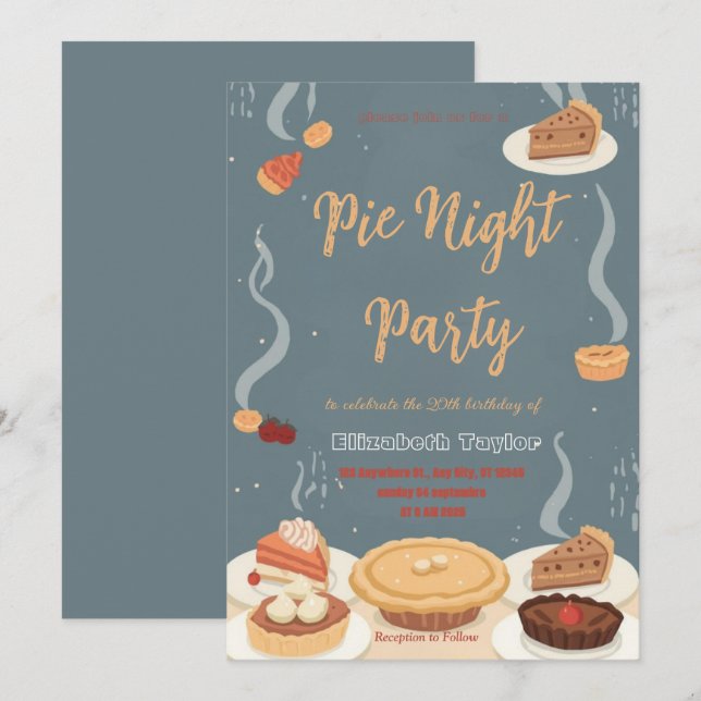 Pie Sharing Night Party Invitation – Sweet & Cozy (Front/Back)