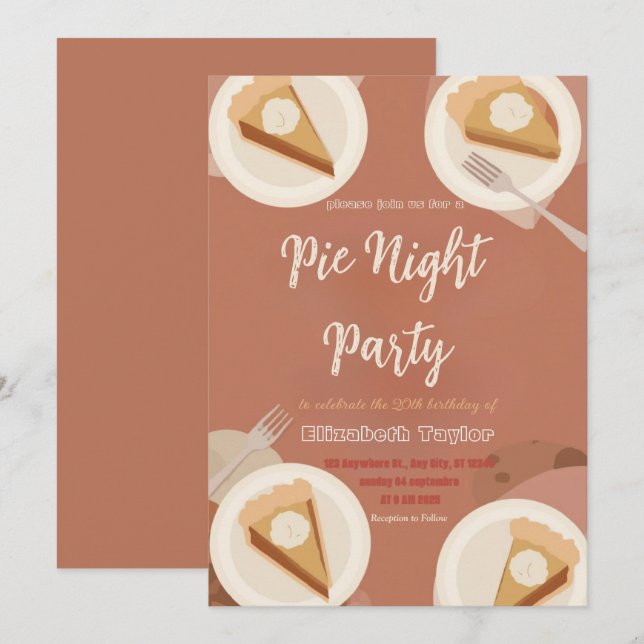 Pie Sharing Night Party Invitation – Sweet & Cozy (Front/Back)