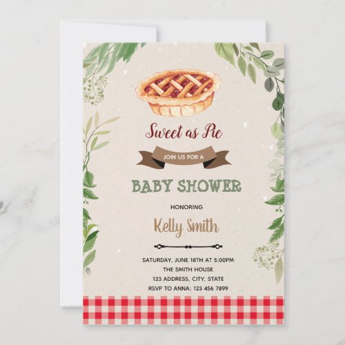 Pie shower birthday invitation