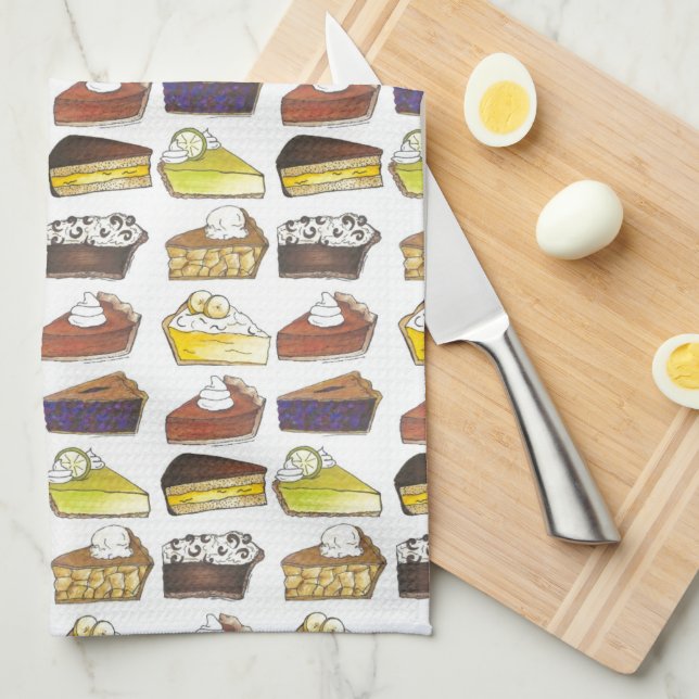 Pie Slice Apple Pumpkin Banana Key Lime Blueberry Kitchen Towel (Quarter Fold)