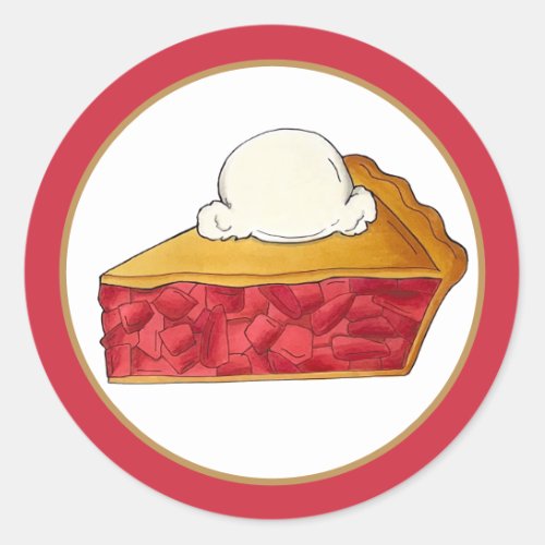 Pie Social Party Dessert Bake Sale Strawberry Classic Round Sticker