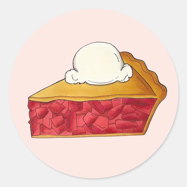 Pie Social Party Dessert Bake Sale Strawberry Classic Round Sticker (Front)