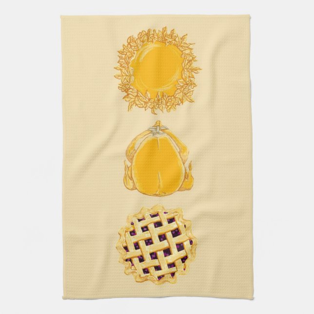 Pie Turkey Pie vertical beige kitchen towel (Vertical)