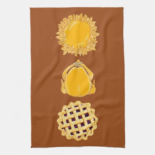 Pie Turkey Pie vertical dk pumpkin kitchen towel (Vertical)