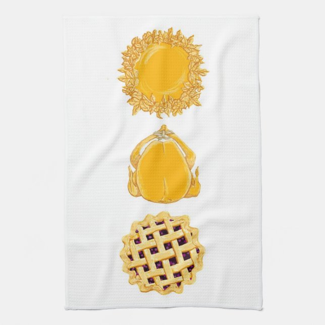 Pie Turkey Pie vertical white kitchen towel (Vertical)