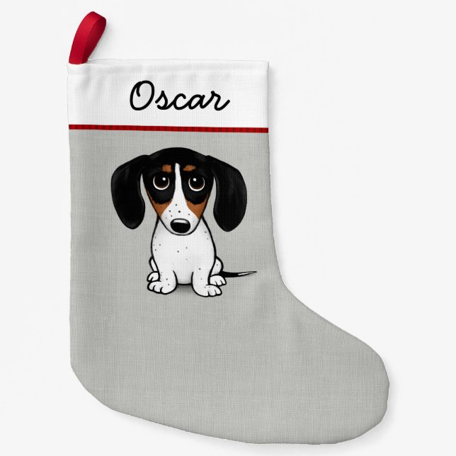 Piebald Dachshund Adorable Dog Personalized Small Christmas Stocking (Front)