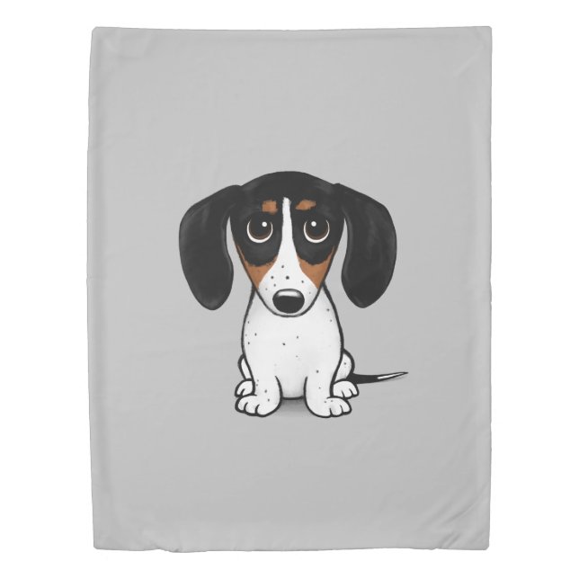 Piebald Dachshund Cartoon Puppy Dog Duvet Cover (Front)