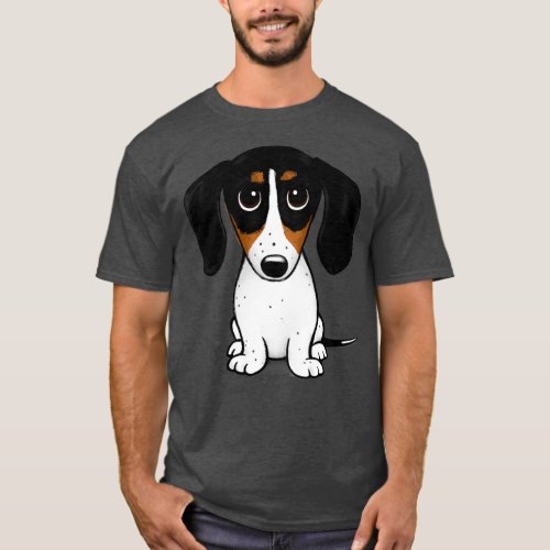 Piebald Dachshund Cute Black Tan and White Wiener  T_Shirt