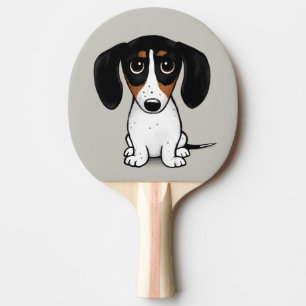 Piebald Dachshund Cute Cartoon Dog Ping Pong Paddle
