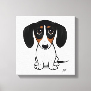 Piebald Dachshund Cute Cartoon Wiener Dog Canvas Print