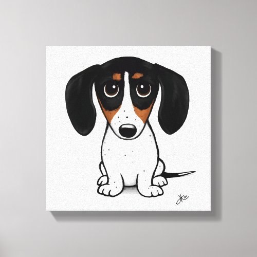 Piebald Dachshund  Cute Cartoon Wiener Dog Canvas Print