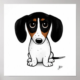 Piebald Dachshund Cute Cartoon Wiener Dog Poster