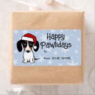 Piebald Dachshund Cute Dog Christmas To From Gift Label