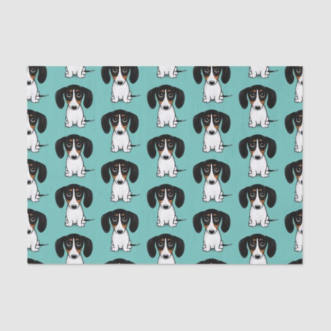 Piebald Dachshund Cute Dog Patterned Tissue Paper (Front)