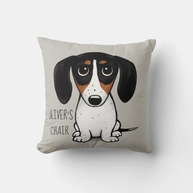 Piebald Dachshund Cute Dog Personalized Throw Pillow (Front)