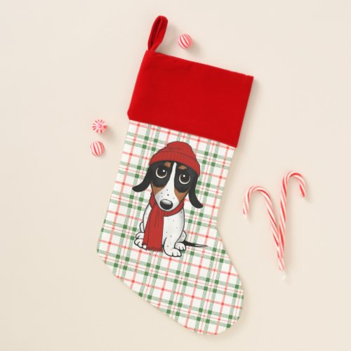 Piebald Dachshund Cute Dog Plaid  Christmas Stocking