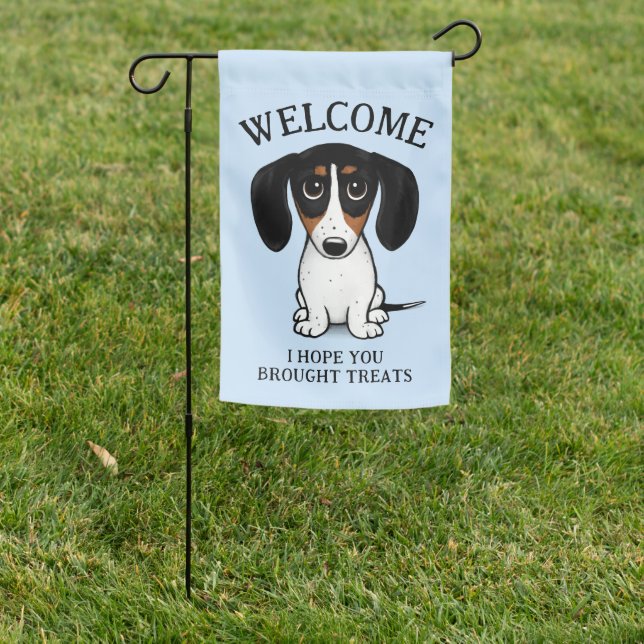 Piebald Dachshund Cute Dog Welcome Garden Flag (In SItu)
