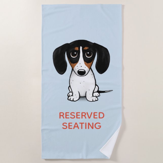 Piebald Dachshund | Cute Dog with Custom Text  Beach Towel (Front)