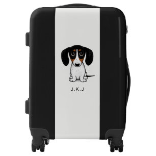 Piebald Dachshund Cute Dog with Custom Text Luggage
