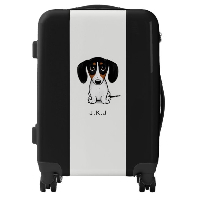 Piebald Dachshund | Cute Dog with Custom Text Luggage (Front)