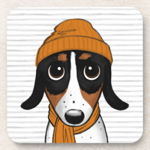 Piebald Dachshund Cute Hipster Dog Beverage Coaster