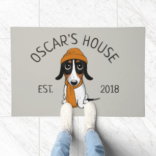 Piebald Dachshund Cute Hipster Dog Custom Doormat