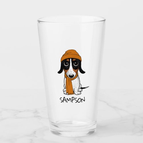 Piebald Dachshund Cute Hipster Dog Custom Glass