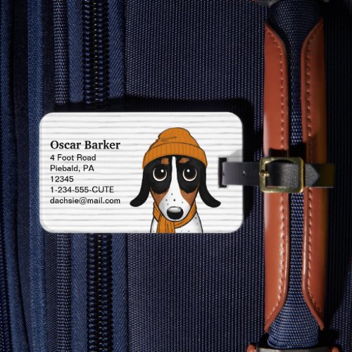 Piebald Dachshund Cute Hipster Dog Luggage Tag