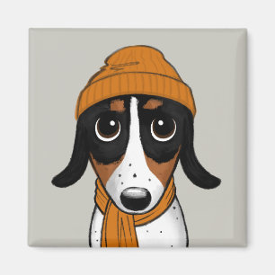 Piebald Dachshund   Cute Hipster Dog Magnet