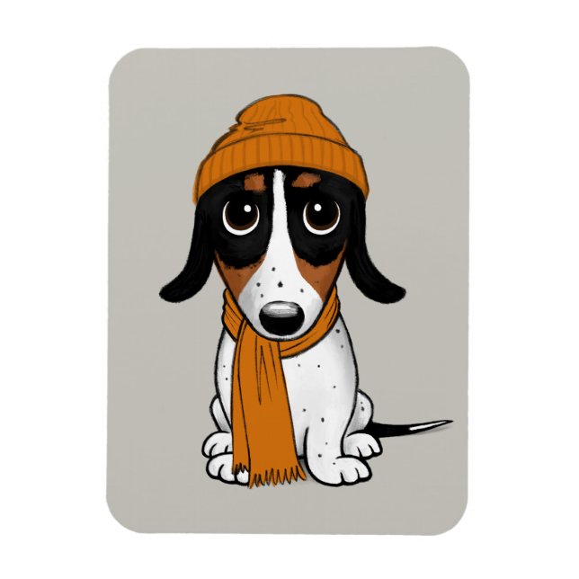 Piebald Dachshund Cute Hipster Dog Magnet (Vertical)