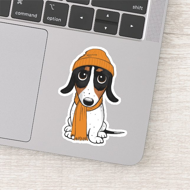 Piebald Dachshund | Cute Hipster Dog  Sticker (Detail)