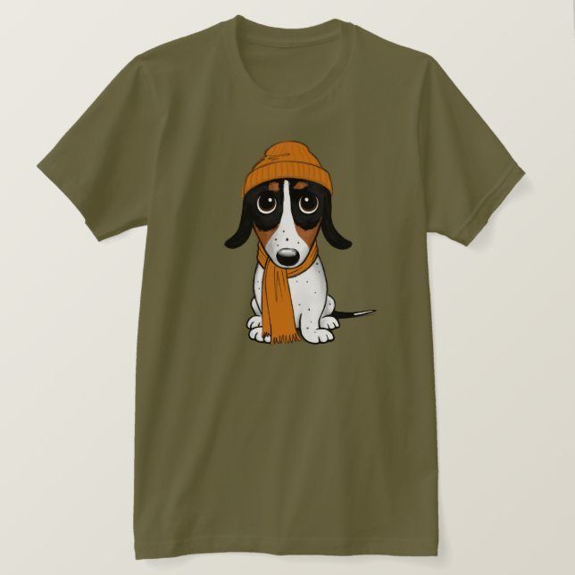 Piebald Dachshund Cute Hipster Dog T-Shirt (Design Front)