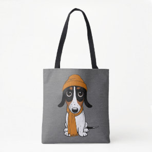 Piebald Dachshund Cute Hipster Dog Tote Bag