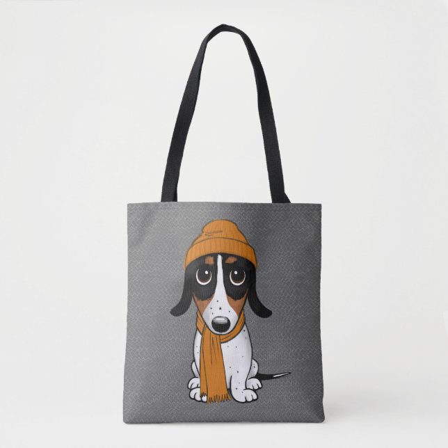Piebald Dachshund Cute Hipster Dog Tote Bag (Front)