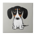 Piebald Dachshund | Cute Puppy Dog Ceramic Tile<br><div class="desc">Black,  tan and white colored Piebald Dachshund. Visit Jenn's Doodle World for even more accessories for home and office with this cute dog and more original wiener dog designs.</div>