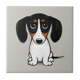 Piebald Dachshund Cute Puppy Dog Ceramic Tile