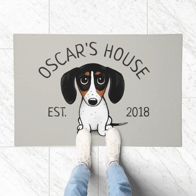 Piebald Dachshund | Cute Puppy Dog Custom Doormat (Indoor)