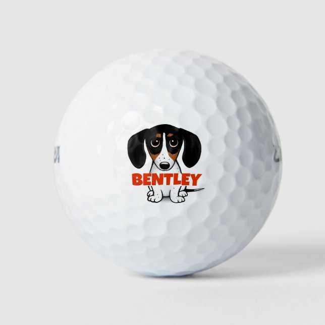 Piebald Dachshund Cute Puppy Dog Custom Golf Balls (Front)