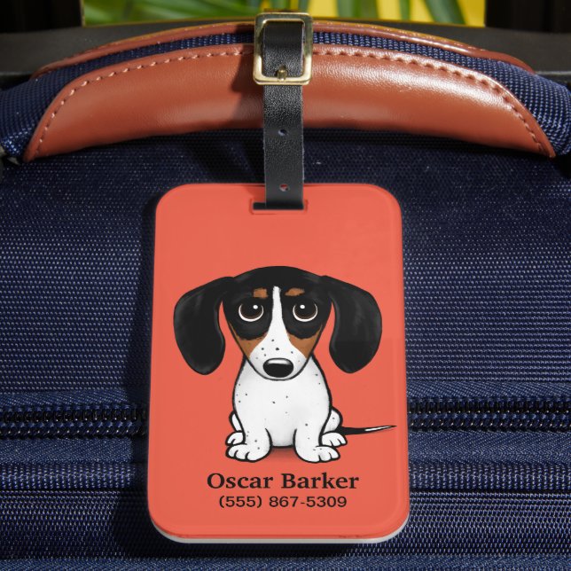 Piebald Dachshund Cute Puppy Dog Luggage Tag (Front Insitu 2)