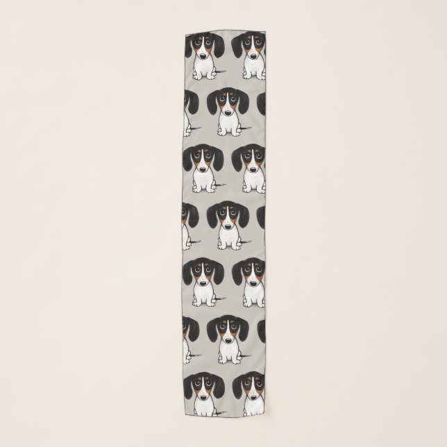 Piebald Dachshund Cute Puppy Dog Patterned Scarf (Front)