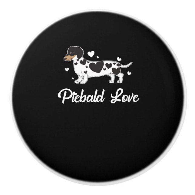 Piebald Dachshund Dog Owner Gift Ceramic Knob (Front)