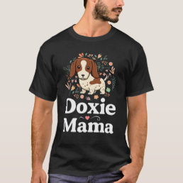 Piebald Dachshund Mom Doxie Mama Floral Dog Lover T-Shirt