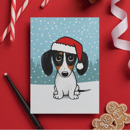 Piebald Dachshund Santa Cute Wiener Dog Christmas Holiday Card