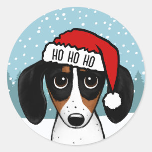 Piebald Dachshund Santa Cute Wiener Dog Custom Classic Round Sticker