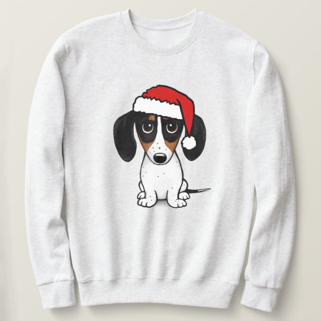 Piebald Dachshund Santa Cute Wiener Dog Sweatshirt (Design Front)