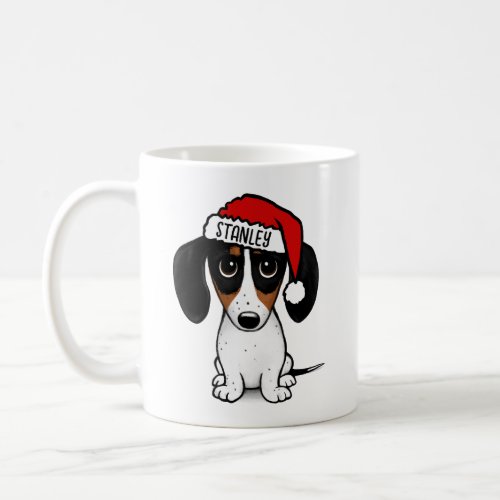 Piebald Dachshund Santa Dog Custom Name Coffee Mug