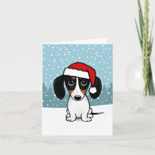 Piebald Dachshund Santa Wiener Dog Christmas Holiday Card